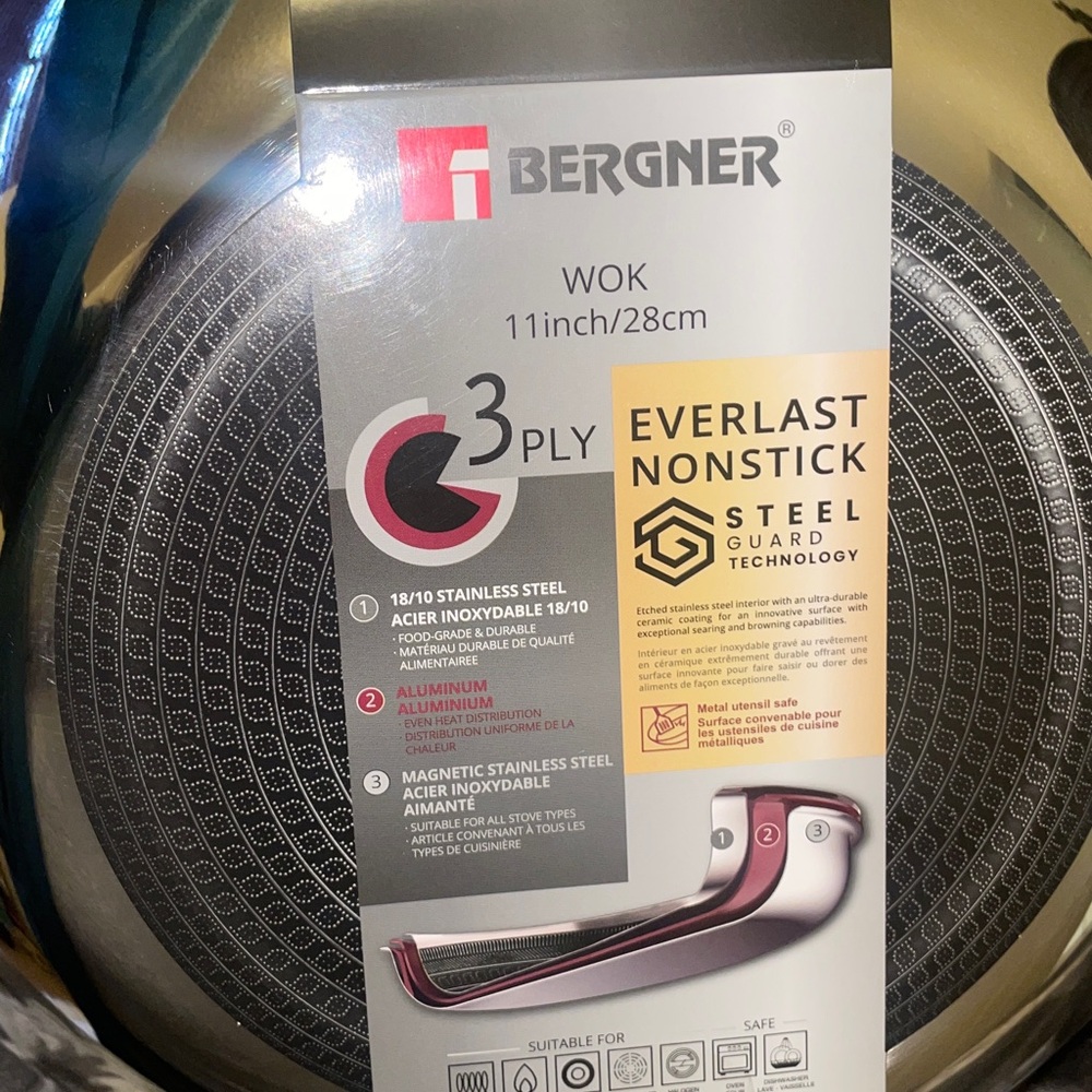 BN Bergner with 3 ply everlasting ceramic coated steel guard tech 11” wok - Picture 6 of 8